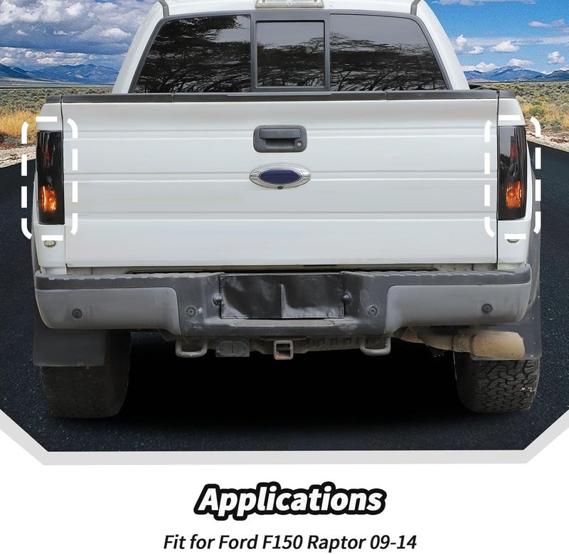 JeCar Smoked Tail Light Cover Trim Guards for 2009-2014 Ford F150 Raptor - Image 3